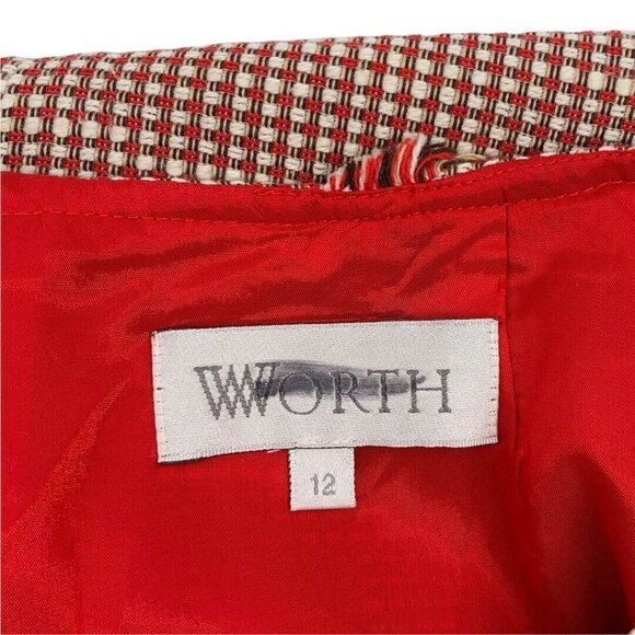 NEW Worth Red & Cream Tweed Skirt – Size 12 - Picture 4 of 6